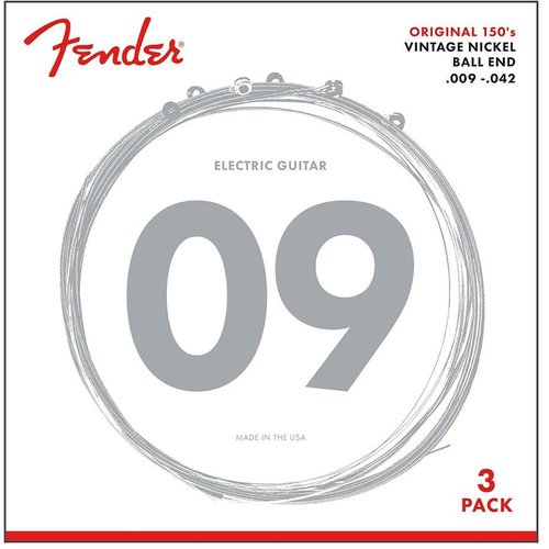 Fender 150L-3 Pure Nickel 009/042, paquet de 3