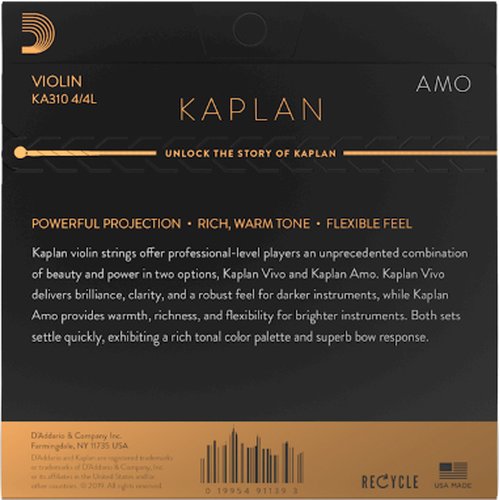 Juego de cuerdas para violn DAddario KA310 4/4L Kaplan Amo Light Tension