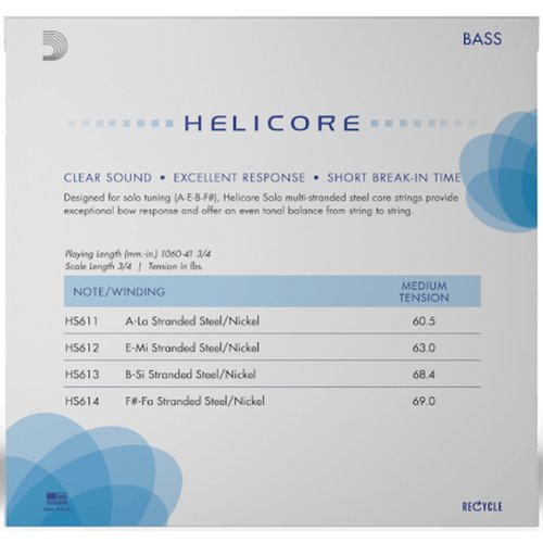 DAddario Helicore Solo Double bass strings 3/4 Medium Tension HS611 3/4M (A)
