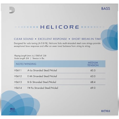 DAddario Helicore Solo Double bass strings 3/4 Medium Tension HS612 3/4M (E)